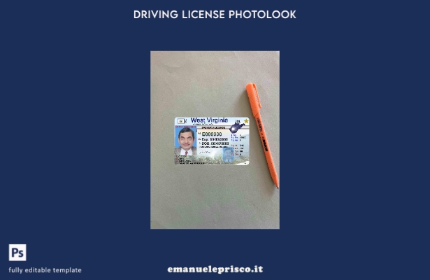 modello FRONTALE photolook per patente di guida USA West Virginia stile verifica